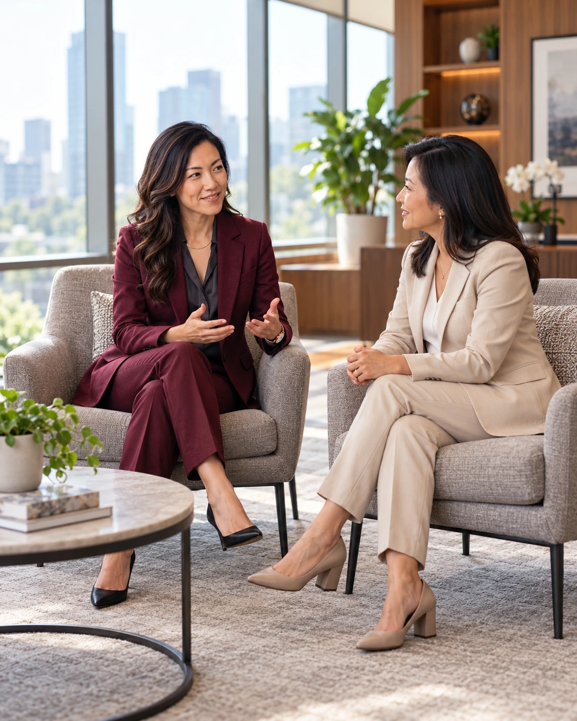Jess Tansutat in conversation with a coaching client
